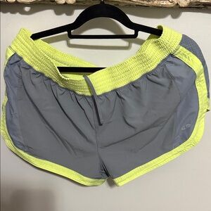 Champion Women's Athletic Shorts in Gray and Neon Yellow